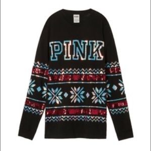 PINK Sequin Holiday Top